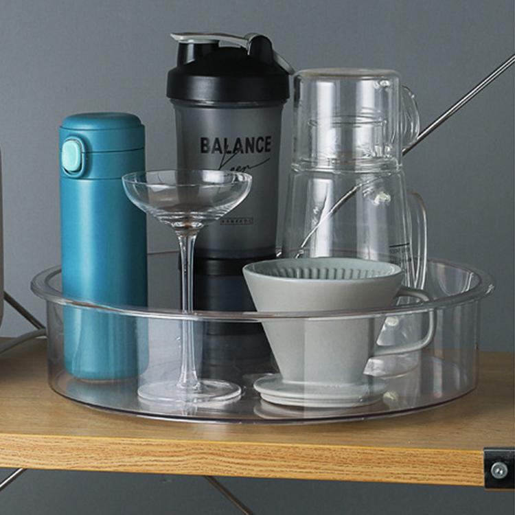 Organize and storage container for cabinet food storage room round plastic transparent rotating turntable
