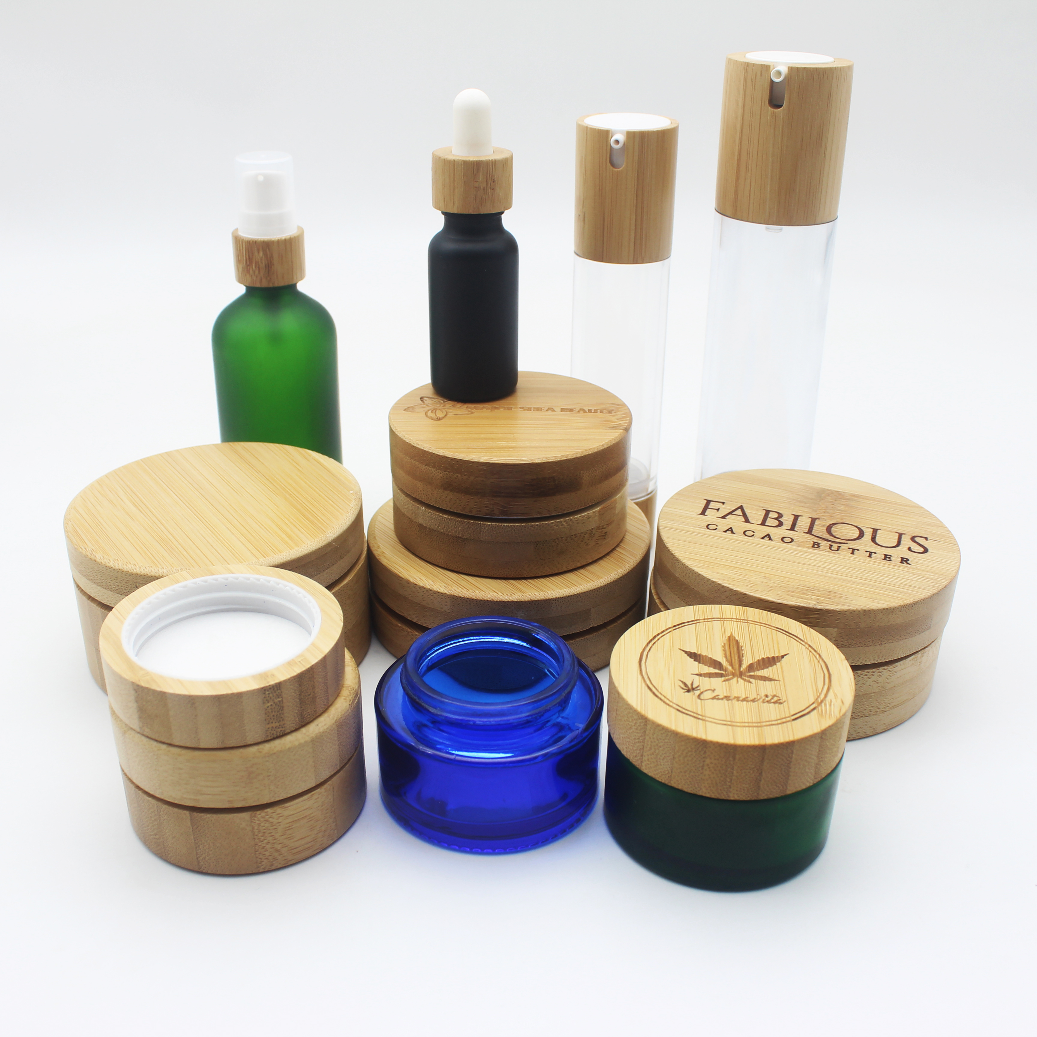 Original ecological bamboo cream jar Aluminum jar with bamboo lids BP-395K