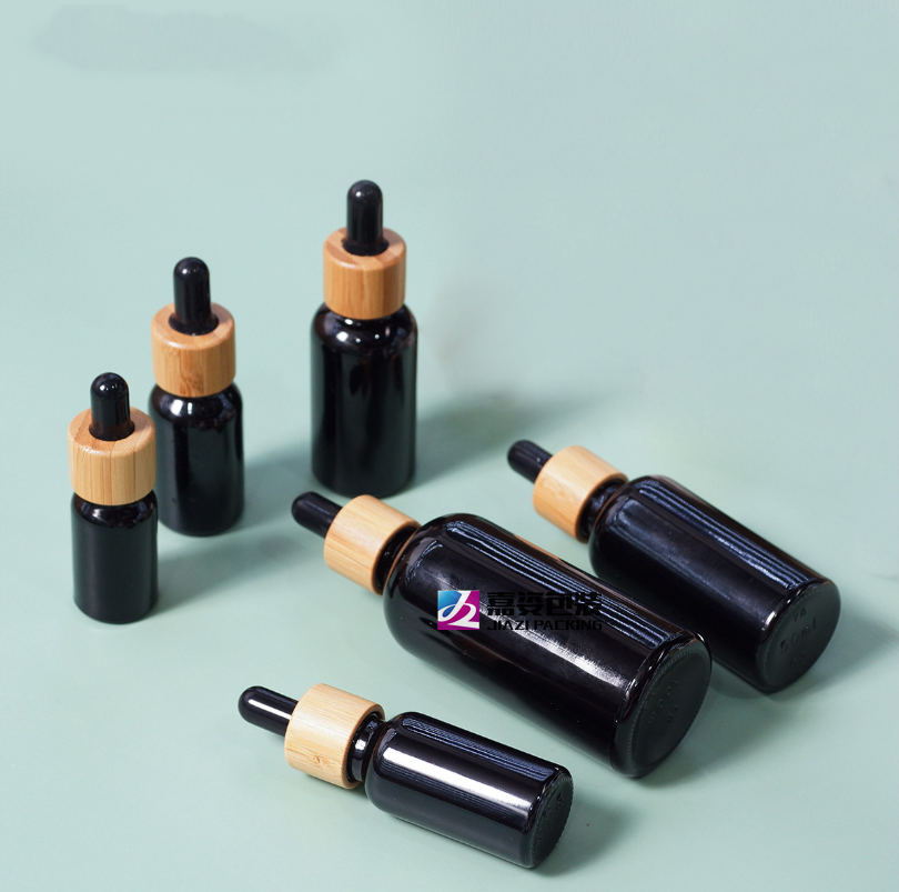 Original ecological bamboo wood circle glass bottle dropper and lid bamboo 100ml