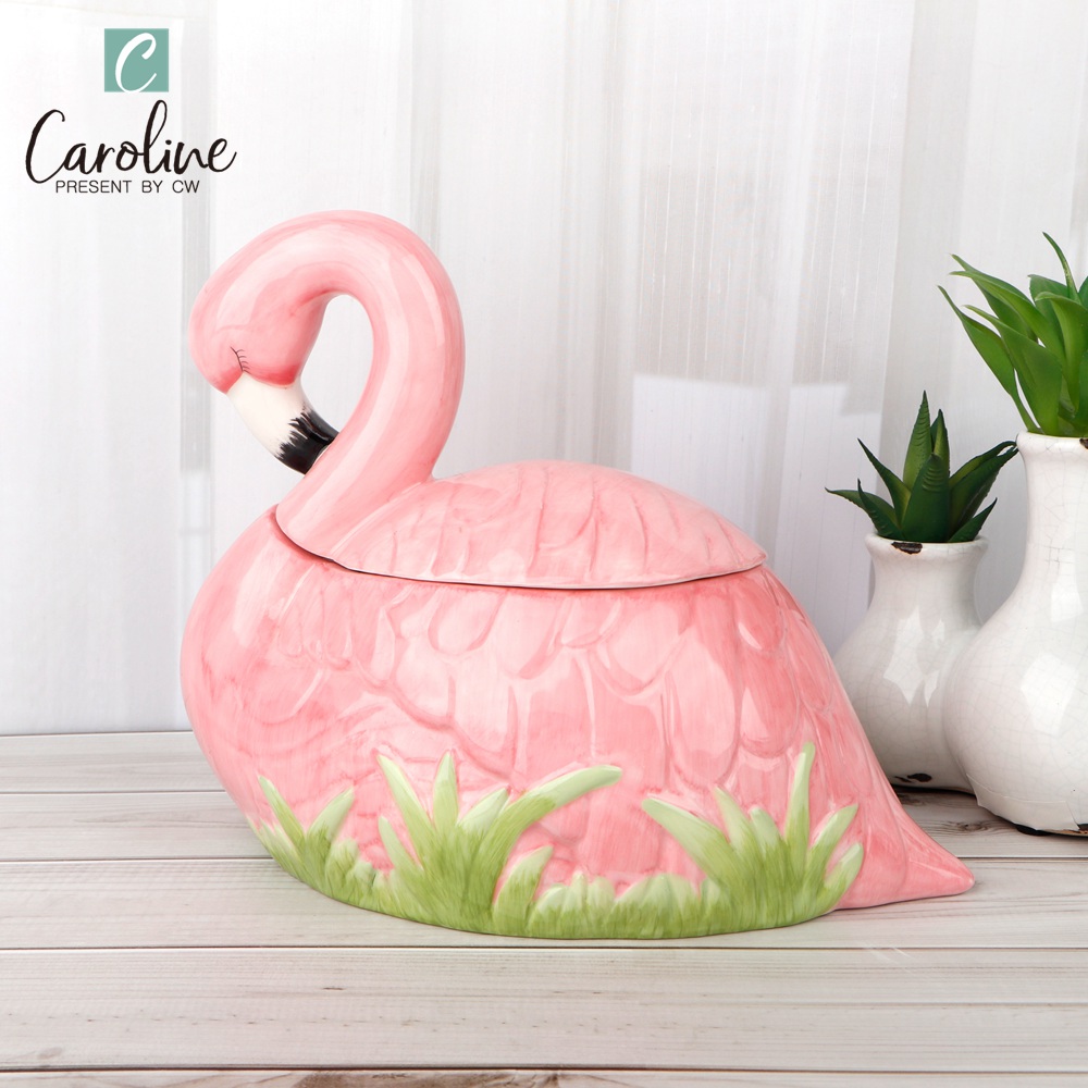 Other Home Ceramic Flamingos Container Storage