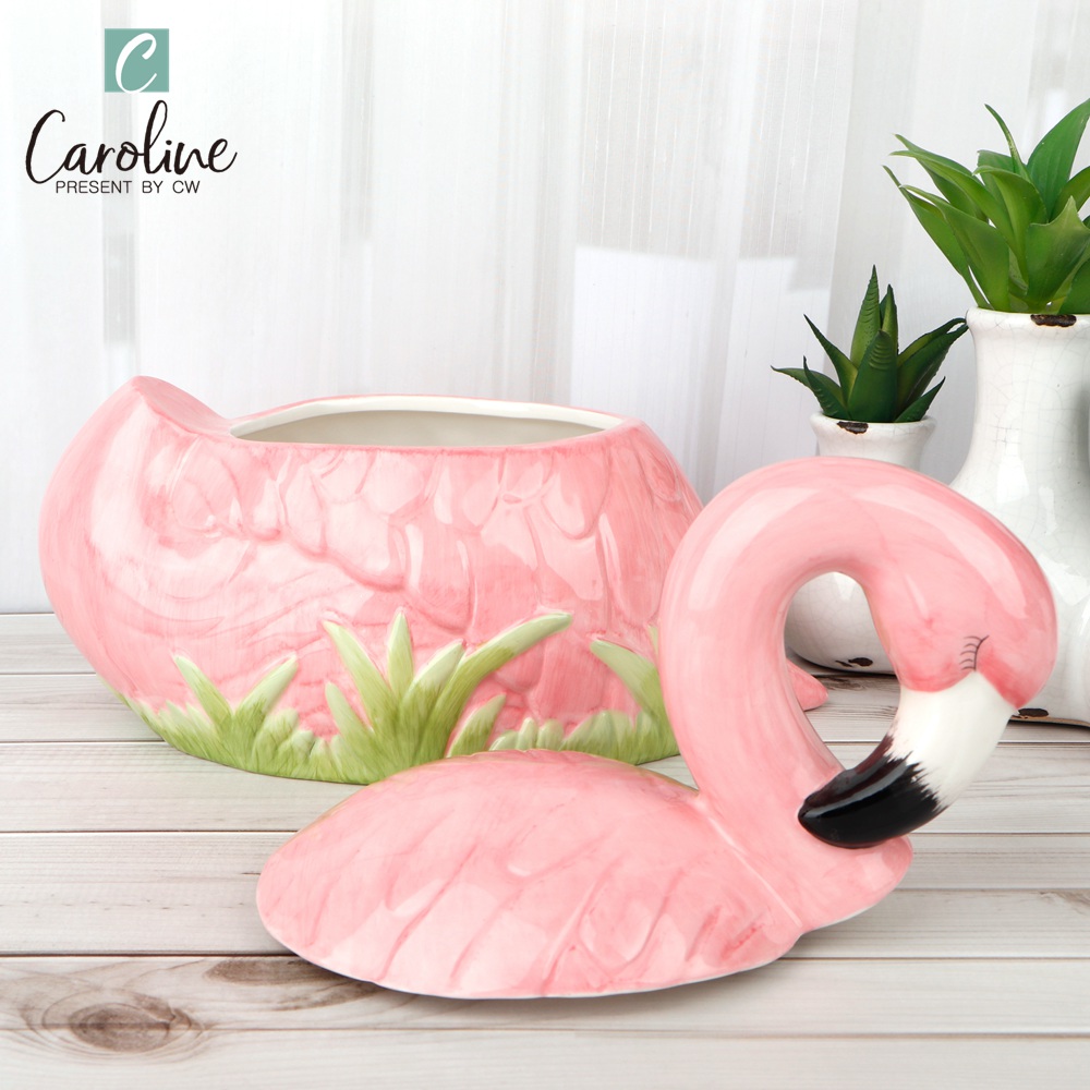 Other Home Ceramic Flamingos Container Storage