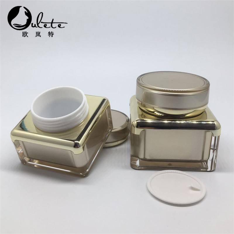 Oulete Dark gold wholesaler cosmetic jar 50ml acrylic
