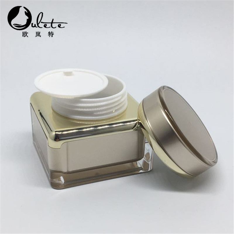 Oulete Dark gold wholesaler cosmetic jar 50ml acrylic