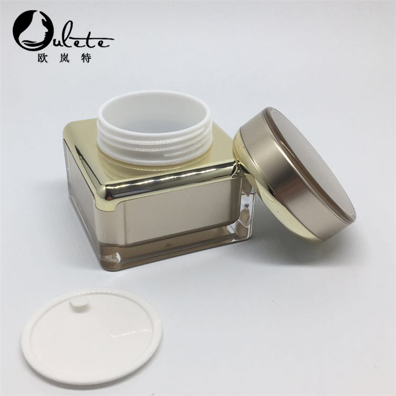 Oulete Dark gold wholesaler cosmetic jar 50ml acrylic