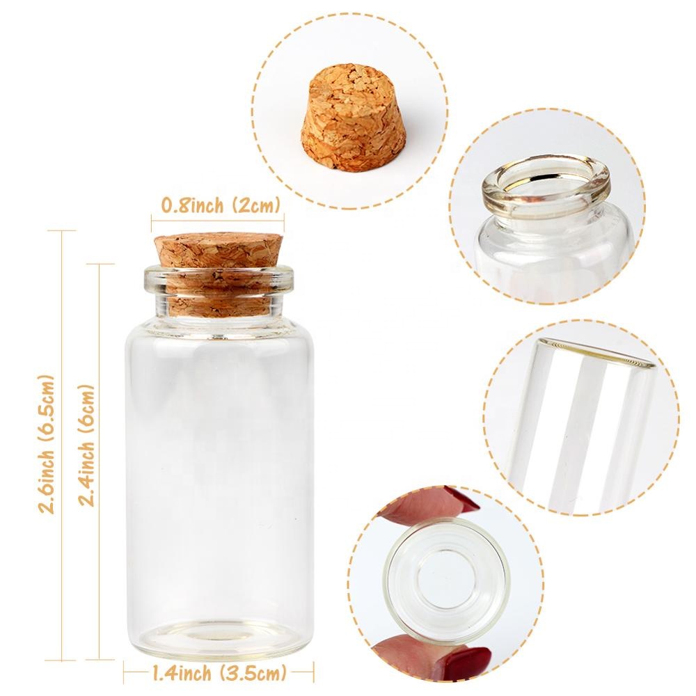 OurWarm Wedding Party Supplies 25ml Cork Stoppers Mini Small Glass Bottles with Label Tags Strings Stickers