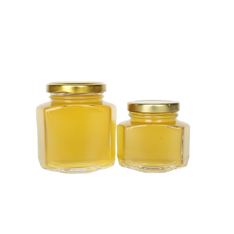 Oval Hexagon Jam Jar with Lug Lid Glass Liquor Jar with Retail Box