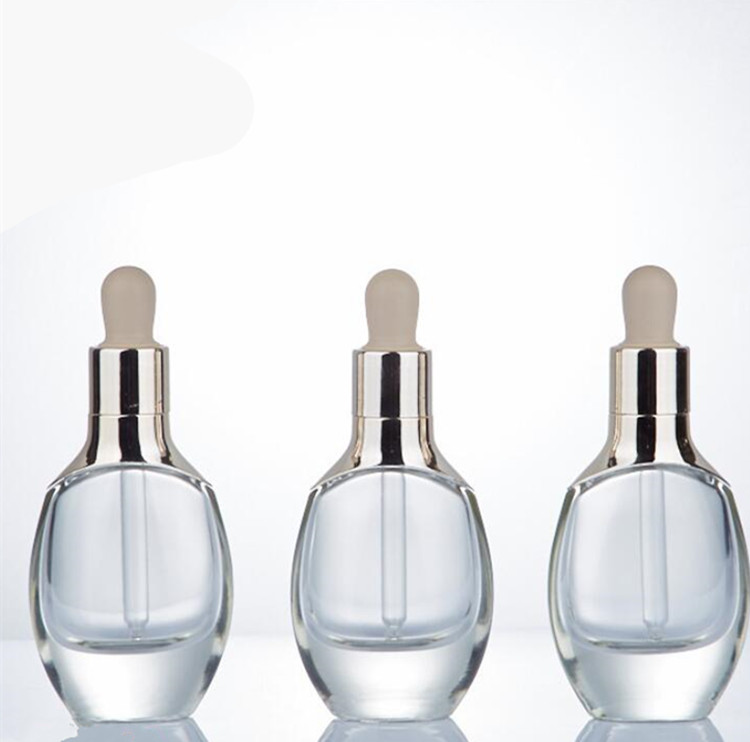 Oval flat 30ml thick wall dropper glass luxury cosmetic bottle oils bottles