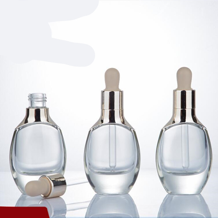 Oval flat 30ml thick wall dropper glass luxury cosmetic bottle oils bottles