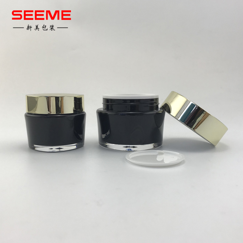 Oval shape empty 30g 50g acrylic cream jar for face with gold lid