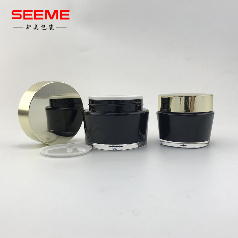 Oval shape empty 30g 50g acrylic cream jar for face with gold lid