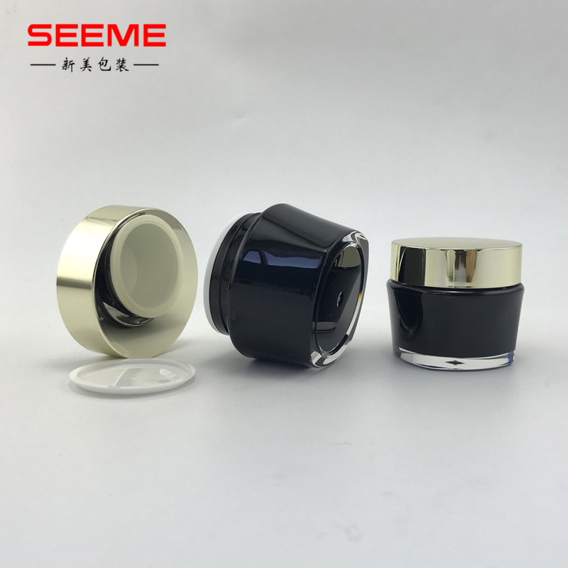 Oval shape empty 30g 50g acrylic cream jar for face with gold lid