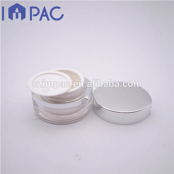 Oval shape luxury acrylic jar 30g 1oz with silver cap for cosmetics