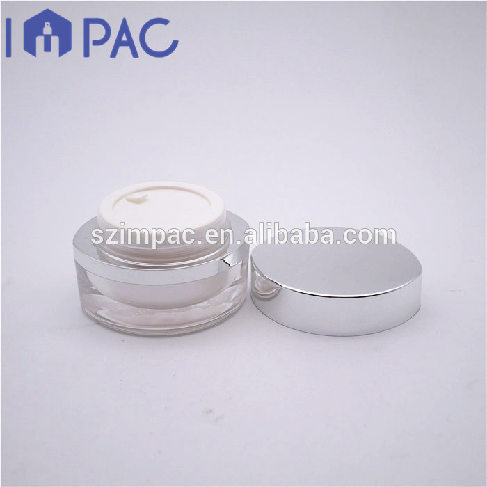 Oval shape luxury acrylic jar 30g 1oz with silver cap for cosmetics