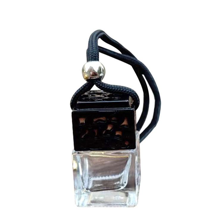 P477 Cube Hollow Car Perfume Bottle Hanging Air Freshener Essential Oils Diffuser Fragrance Empty Glass Bottles
