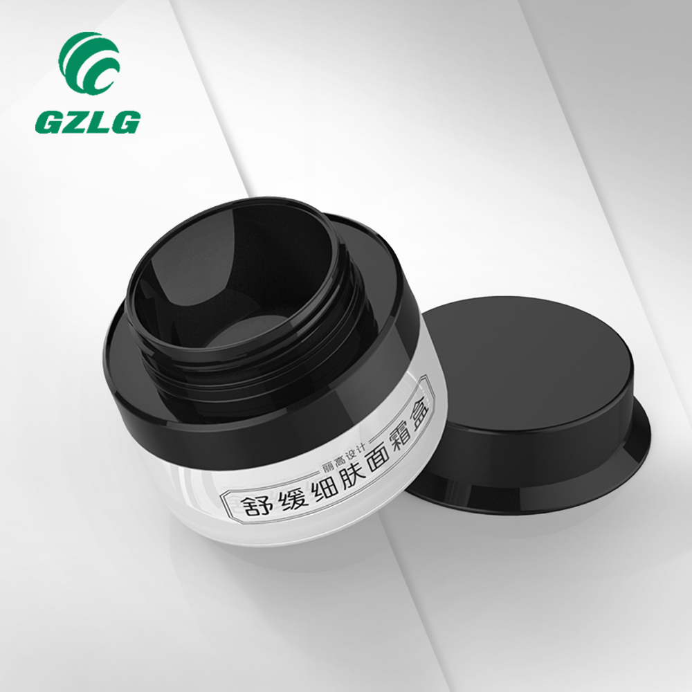 PCR Eco-friendly Gzlg Cosmetic Containers Empty Skin Care Jar 30G 50 Ml 50G Luxury Round Plastic Cream Jar With Black Lid