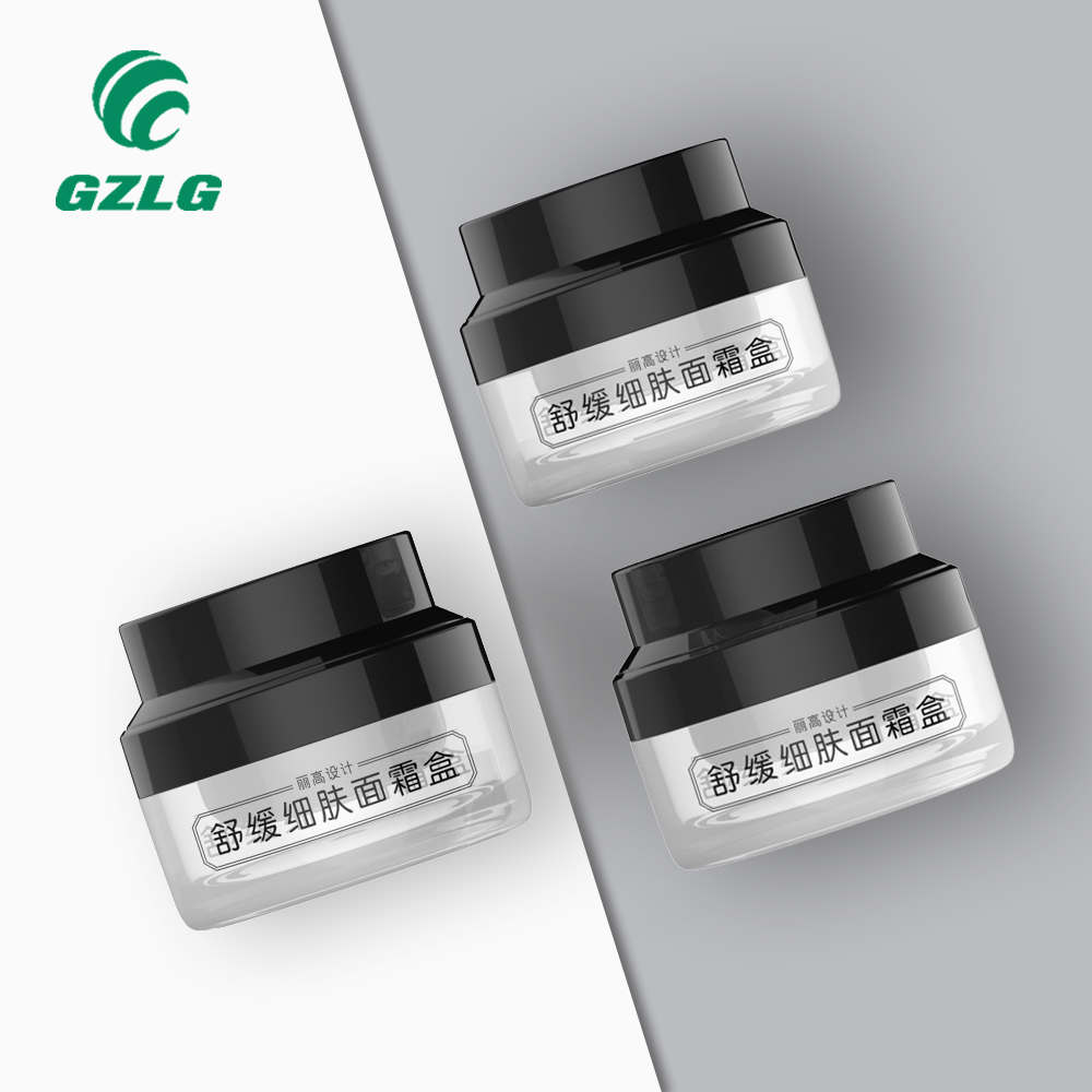 PCR Eco-friendly Gzlg Cosmetic Containers Empty Skin Care Jar 30G 50 Ml 50G Luxury Round Plastic Cream Jar With Black Lid