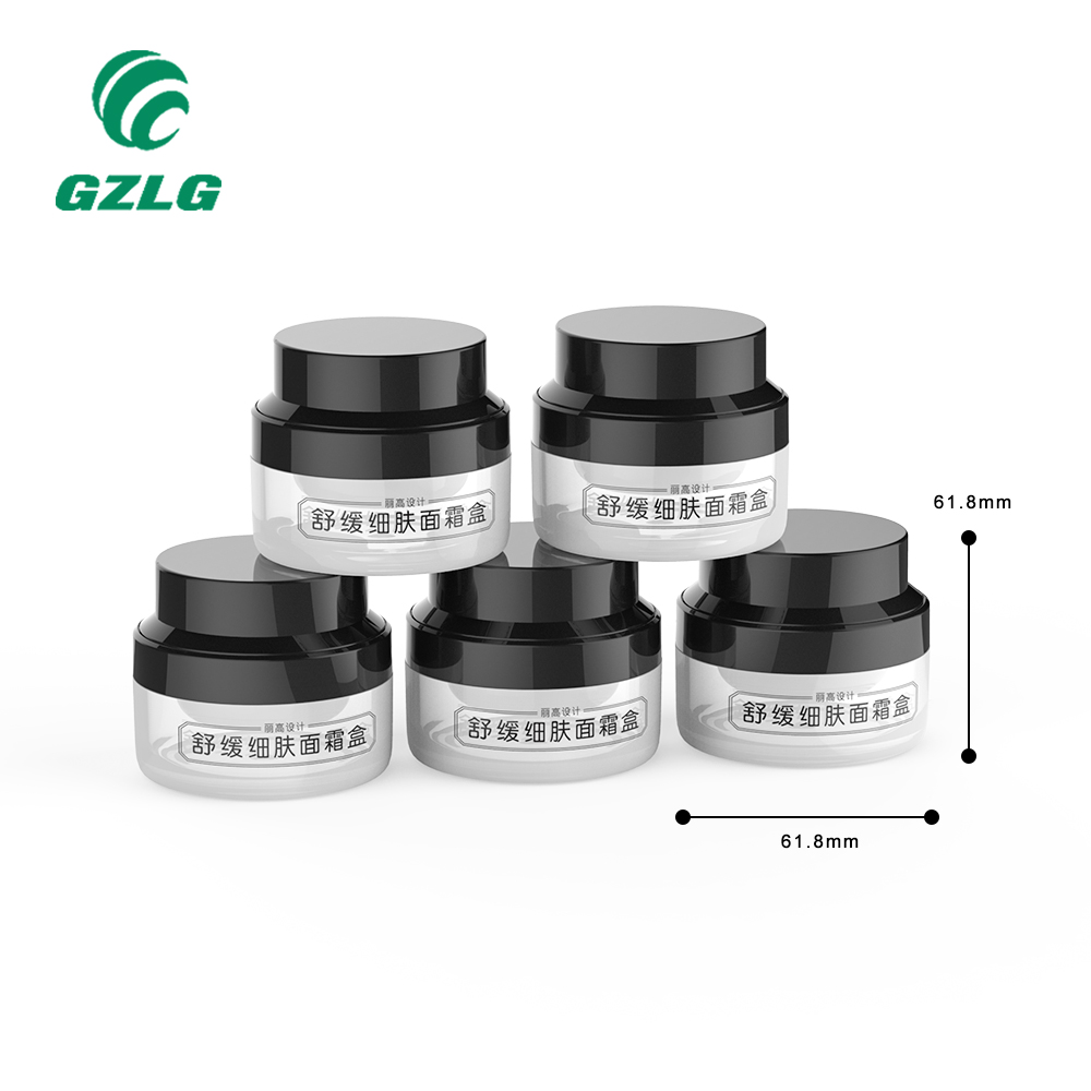 PCR Eco-friendly Gzlg Cosmetic Containers Empty Skin Care Jar 30G 50 Ml 50G Luxury Round Plastic Cream Jar With Black Lid