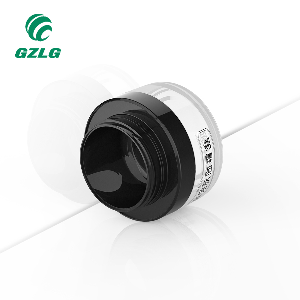 PCR Eco-friendly Gzlg Cosmetic Containers Empty Skin Care Jar 30G 50 Ml 50G Luxury Round Plastic Cream Jar With Black Lid