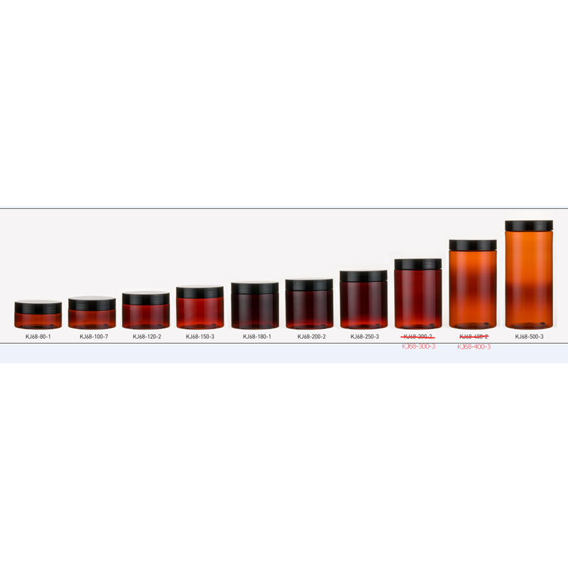PCR material 200ml amber PET jar with black lid