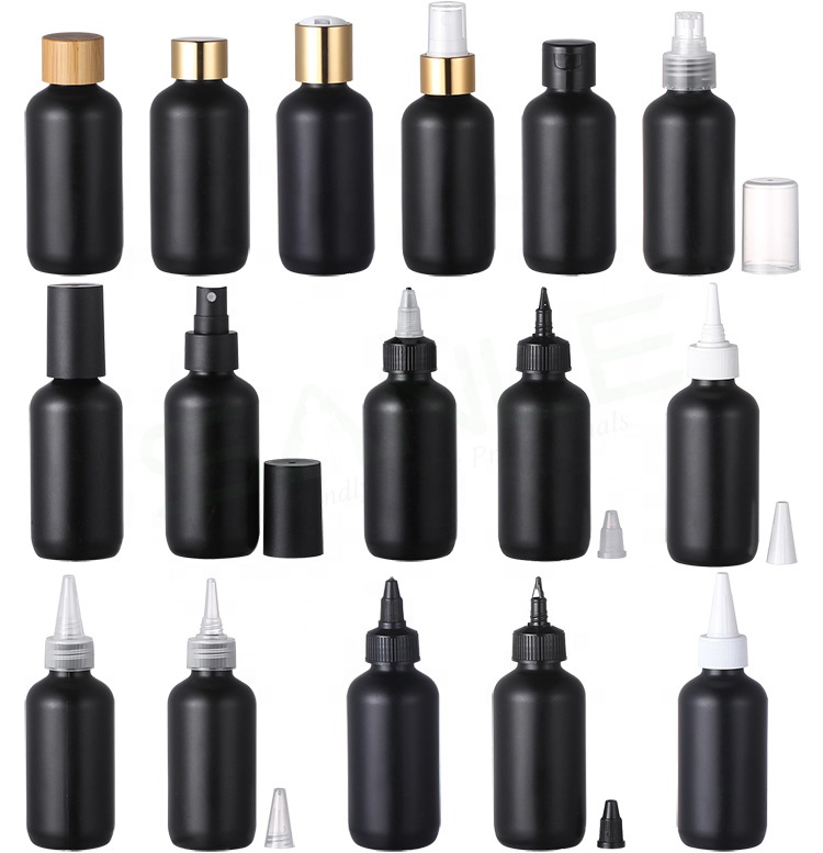 PE 30ml 60ml 120ml 150ml 180ml black spray bottle plastic bottle with disc cap screw cap flip cap