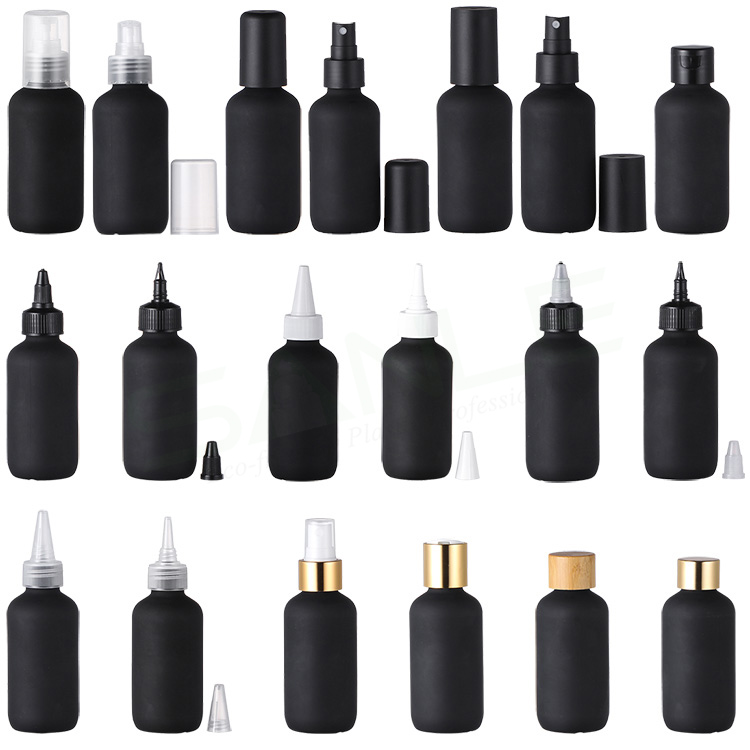 PE 30ml 60ml 120ml 150ml 180ml black spray bottle plastic bottle with disc cap screw cap flip cap