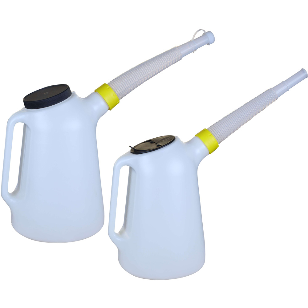 PE Plastic Translucent Oil Dispenser with Lid and Cap 8 Quart Oilcan Graduated Oil Measuring Jug