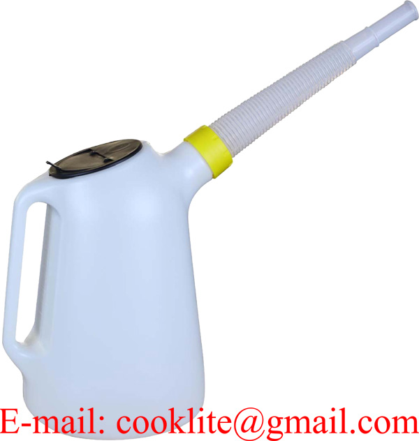 PE Plastic Translucent Oil Dispenser with Lid and Cap 8 Quart Oilcan Graduated Oil Measuring Jug