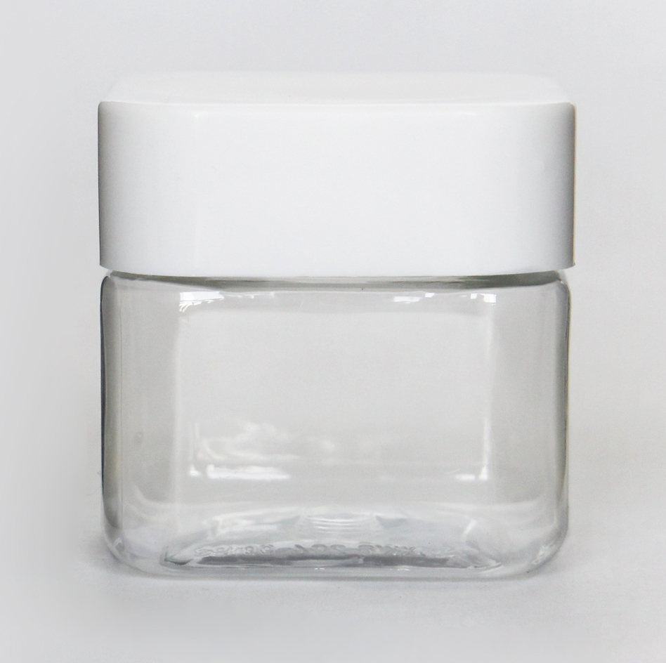 PET Clear Plastic Square Cosmetic Jar With Square Lid 200ml 7 OZ