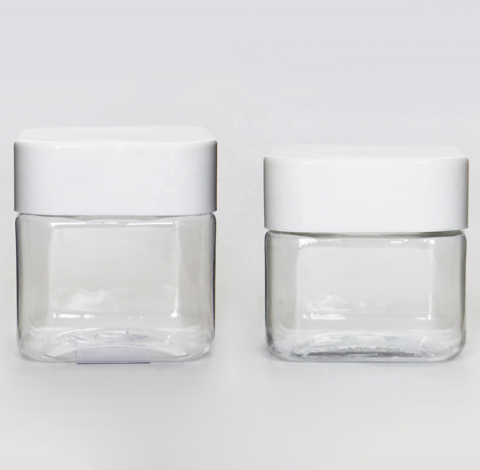 PET Clear Plastic Square Cosmetic Jar With Square Lid 200ml 7 OZ