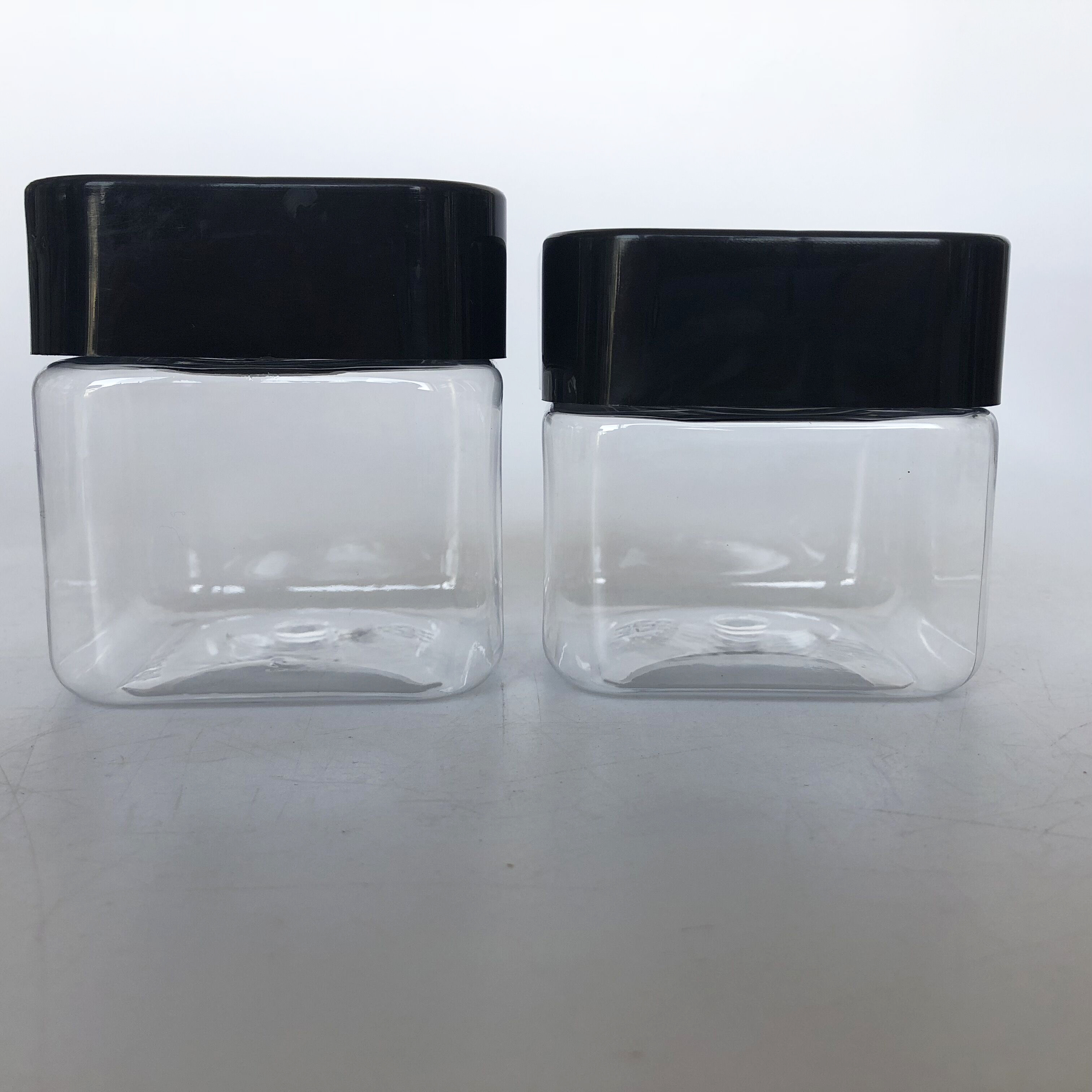 PET Clear Plastic Square Cosmetic Jar With Square Lid 200ml 7 OZ