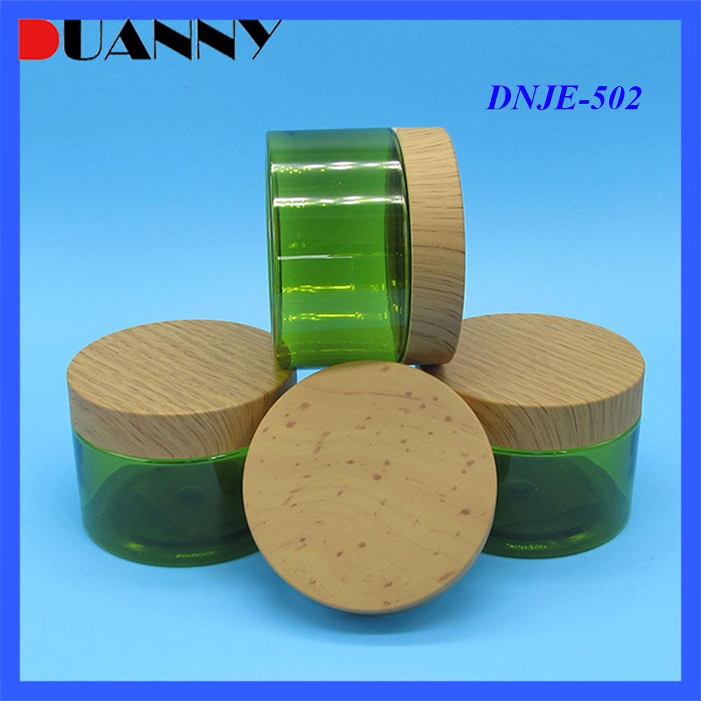 PET Cosmetic Jar with Wooden Cap Packaging,PET Jar with Wooden Cap
