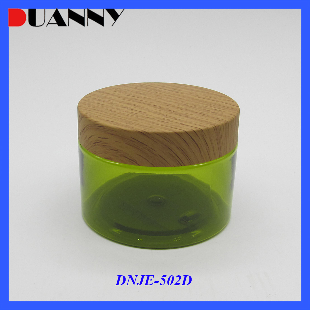 PET Cosmetic Jar with Wooden Cap Packaging,PET Jar with Wooden Cap