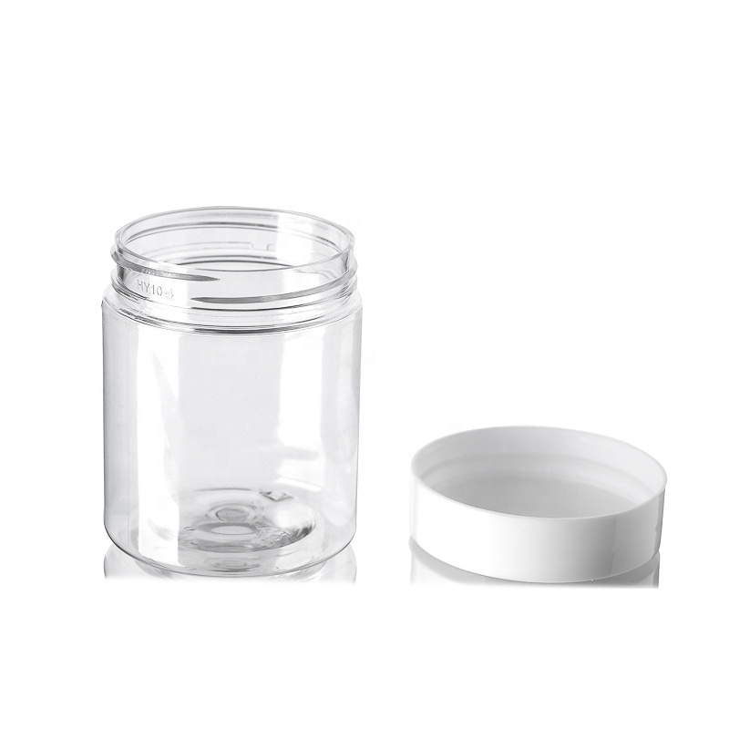 PET Large Transparent Glass Jar with White Screw Top Lid