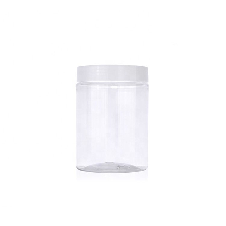 PET Large Transparent Glass Jar with White Screw Top Lid