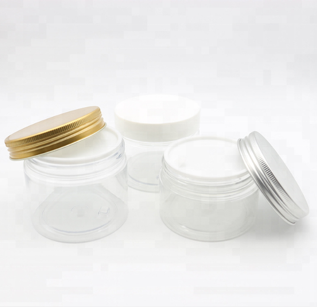 PET clear 150ml plastic jar BPA free with black lid