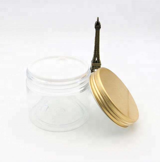 PET clear 150ml plastic jar BPA free with black lid