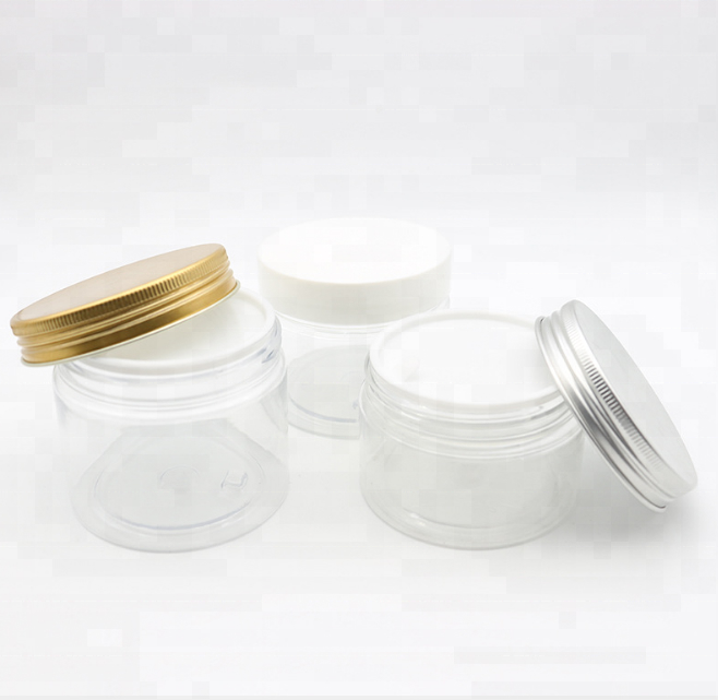 PET clear 150ml plastic jar BPA free with black lid