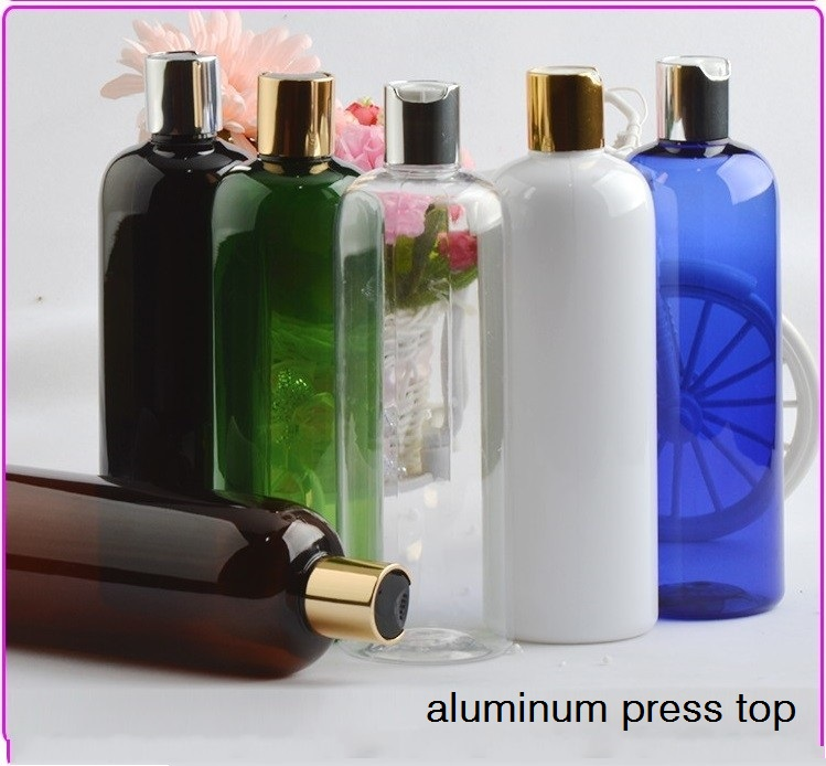 PET colored plastic bottle 100ml 150ml 200ml 250ml 500ml with gold silver lotion pump dispenser