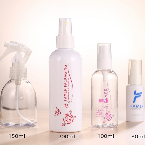 PET cosmetic plastic bottle with lotion pump/spray/cap in 10ml to 500ml