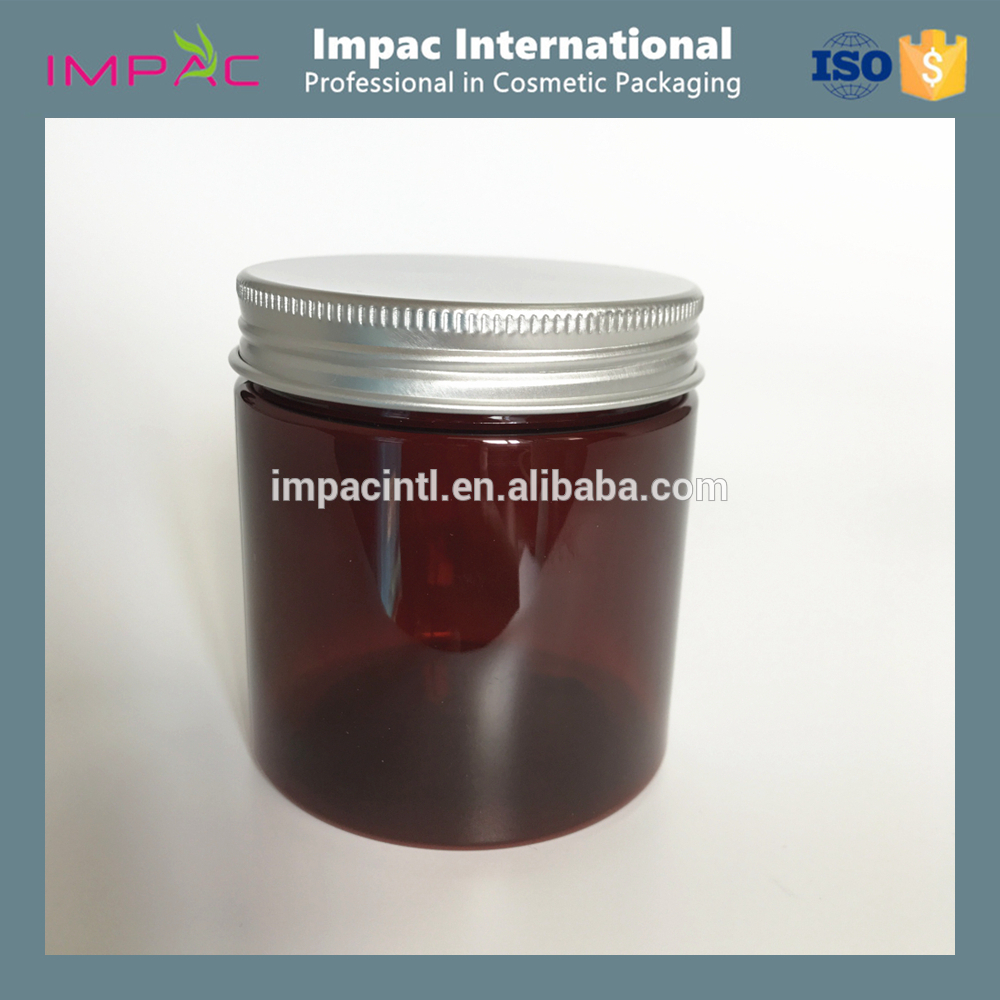 PET plastic clear 8oz cosmetic jars with aluminum lids