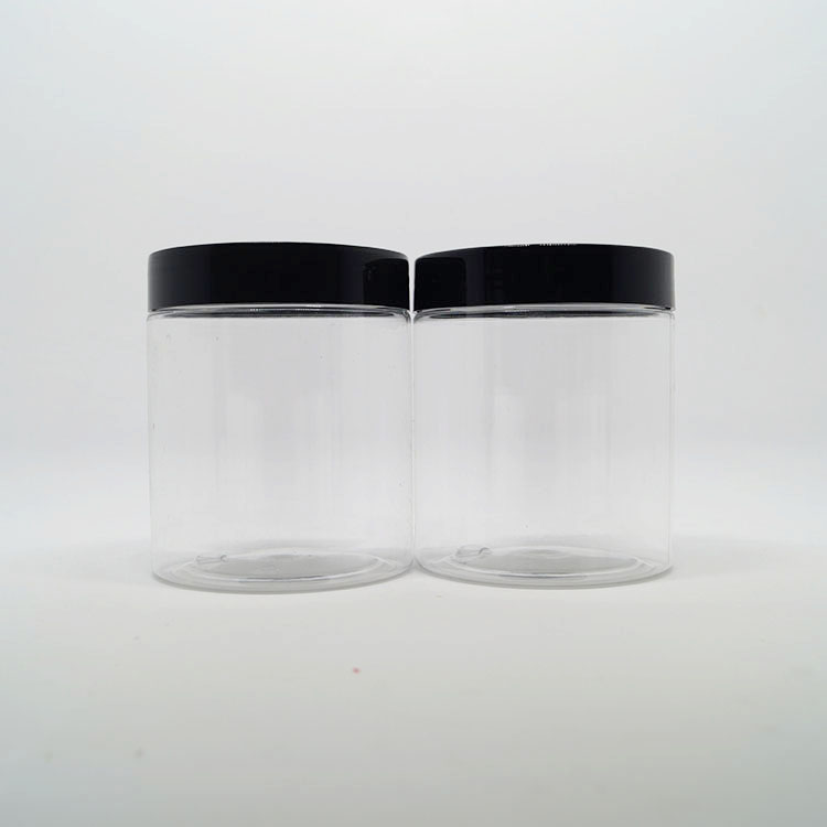 PET transparent food packaging decorative plastic jars with silver lids