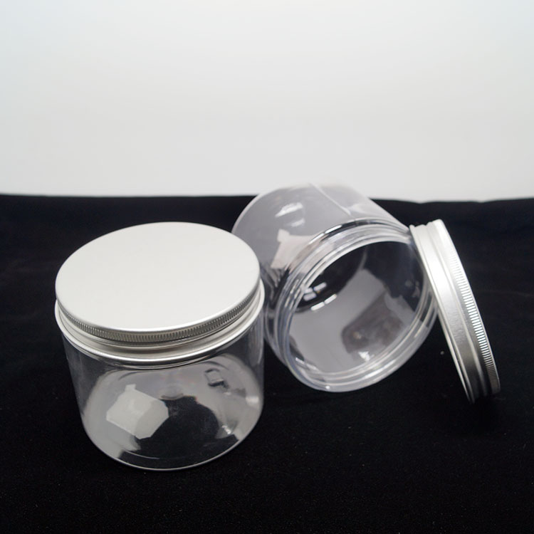 PET transparent food packaging decorative plastic jars with silver lids