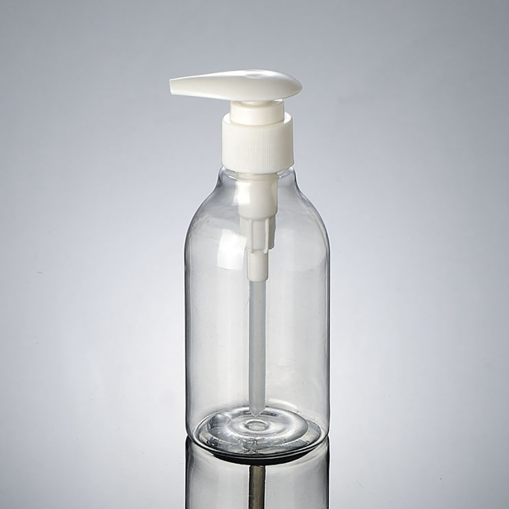 PET12 Plastic Clear Bottle, 200ml PET Lotion Pump Bottle with White Pump Cap