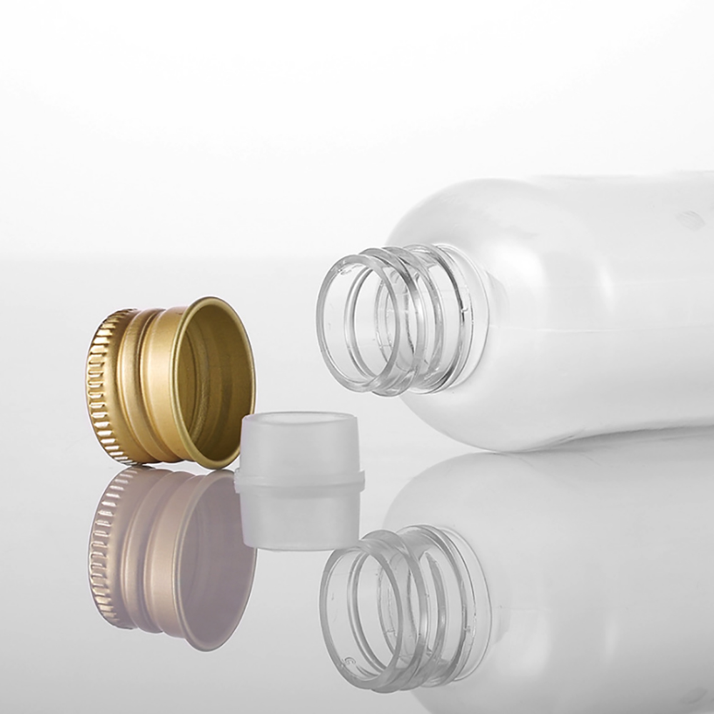 PET34 100ml Clear Plastic Cream Cosmetic Package Bottle with Gold Screw Cap