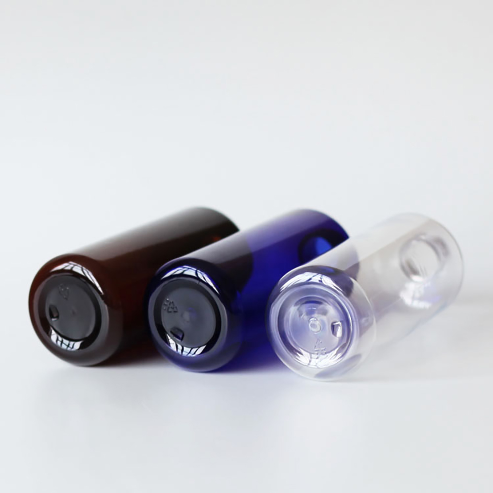 PET35 Plastic 250ml Oval Blue Amber Clear Bottle with Screw Cover