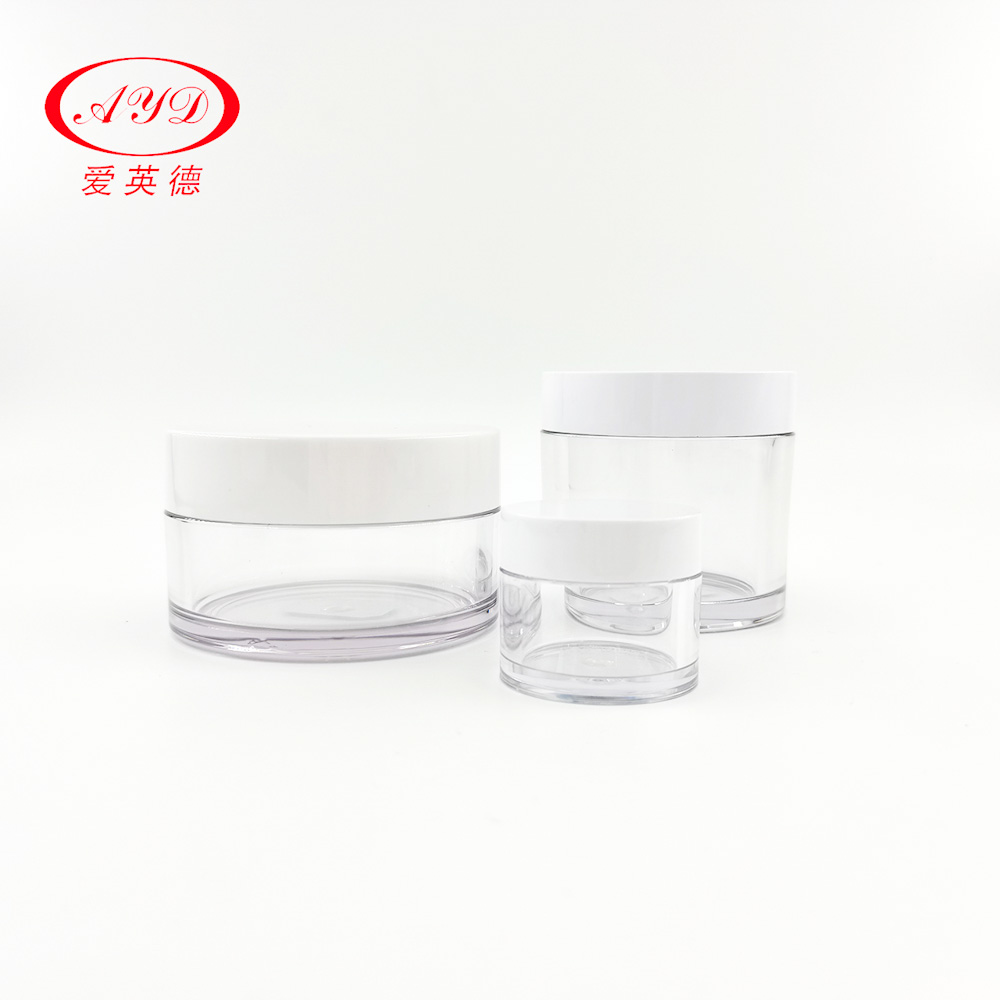 PETG Clear Plastic Cosmetic Jars With White Black Lid 10ml 15ml 30ml 50ml 100ml 120ml 200ml 250ml Hair Cream Container Sample