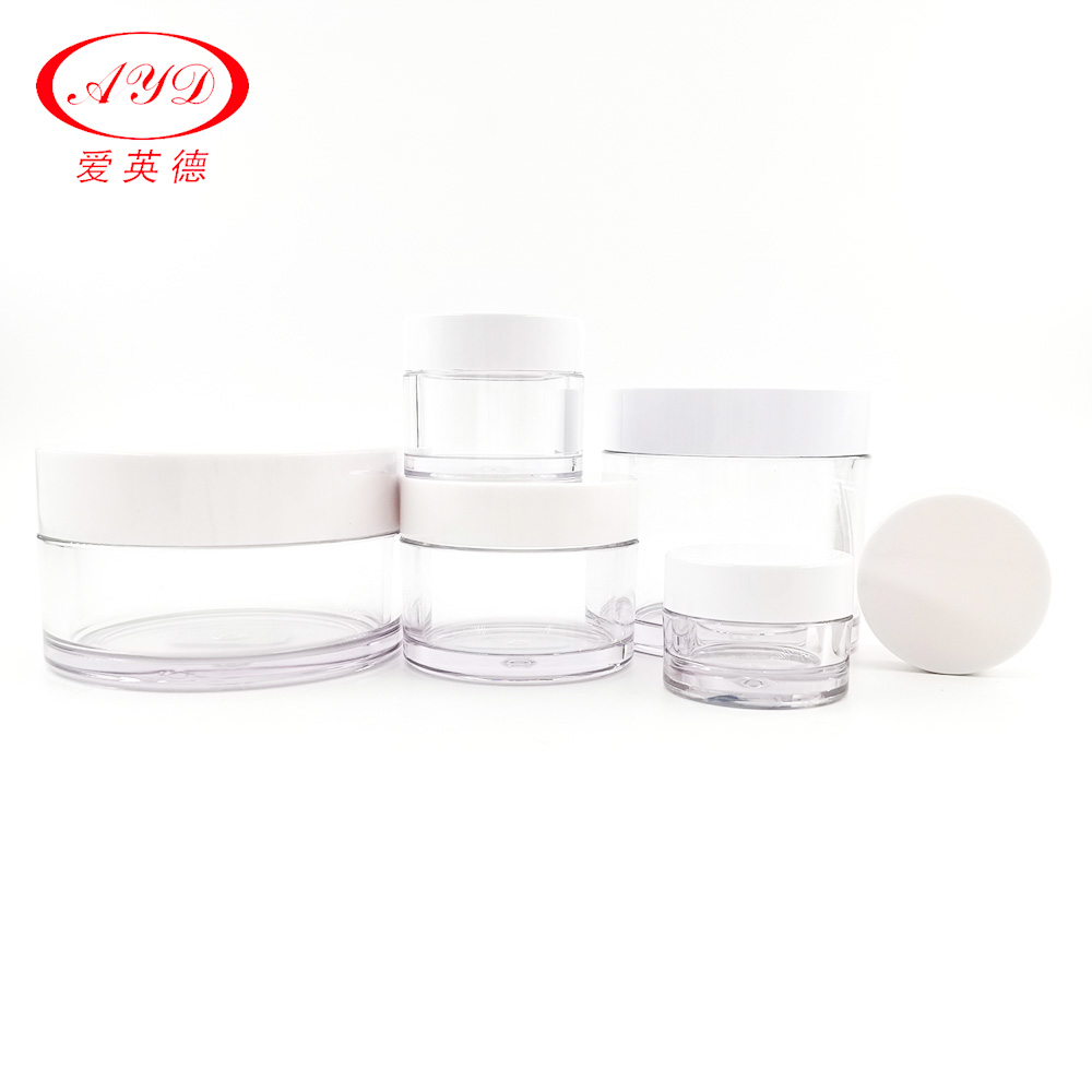 PETG Clear Plastic Cosmetic Jars With White Black Lid 10ml 15ml 30ml 50ml 100ml 120ml 200ml 250ml Hair Cream Container Sample