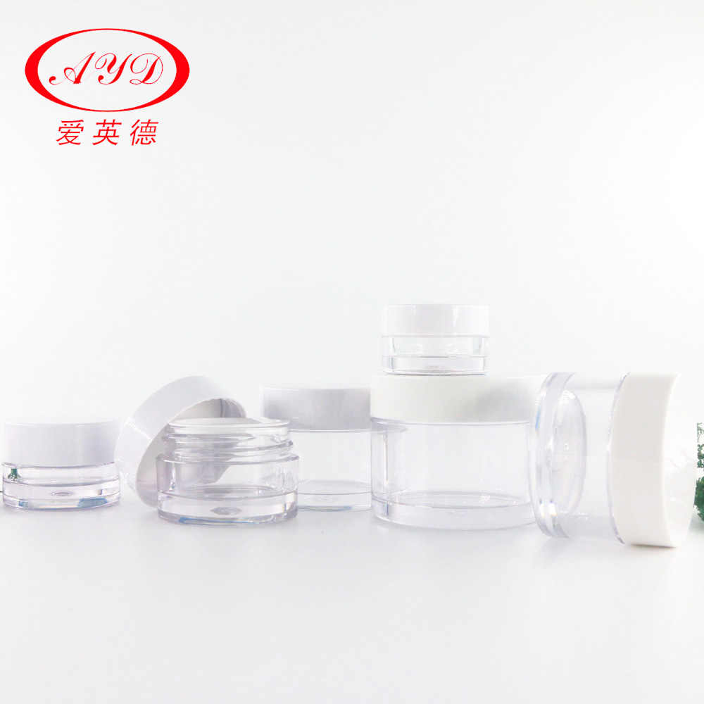 PETG Clear Plastic Cosmetic Jars With White Black Lid 10ml 15ml 30ml 50ml 100ml 120ml 200ml 250ml Hair Cream Container Sample