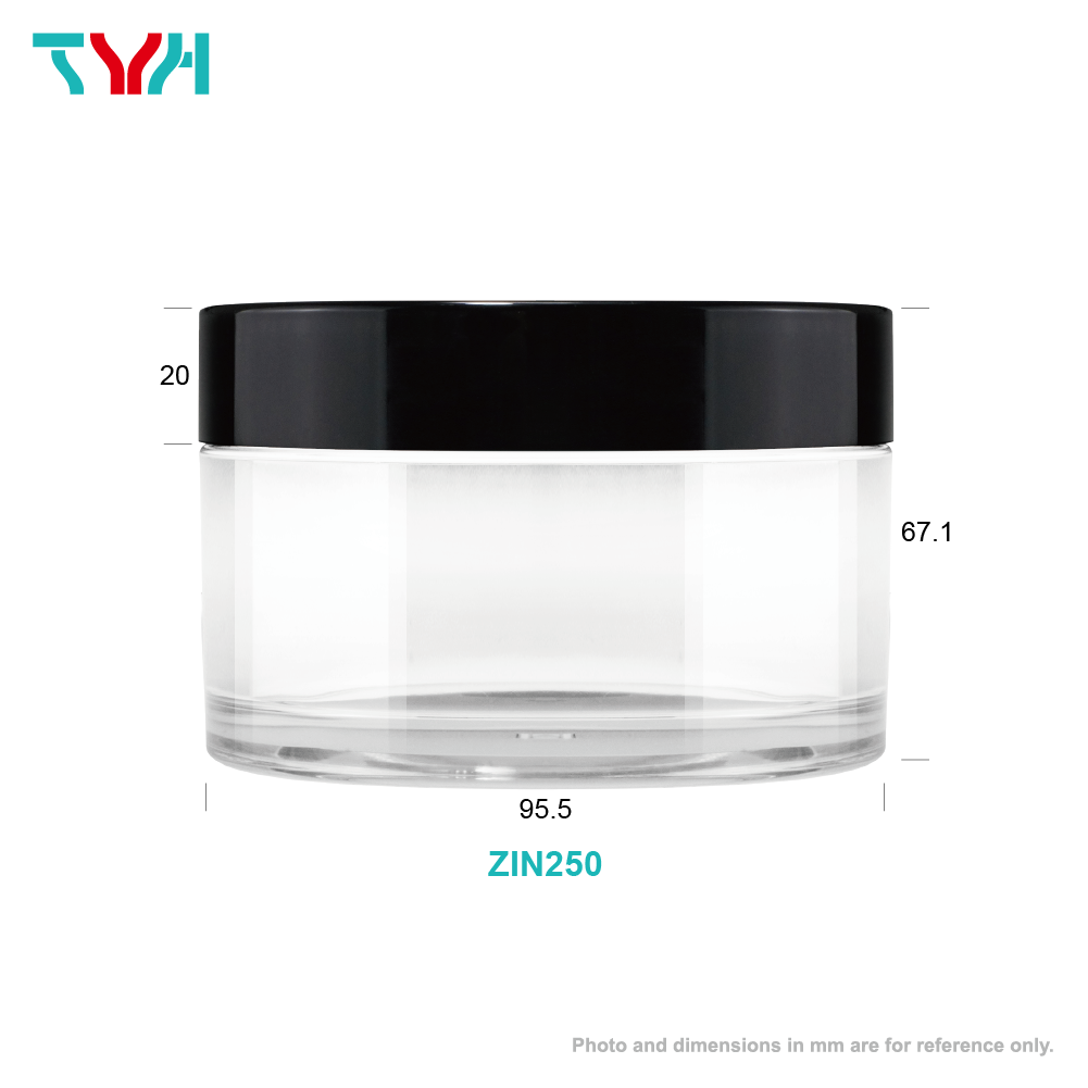 PETG Clear Transparent Round Single-wall Cosmetics Cream Jar wth ABS/PP Double-wall Cap (ZIN Series)