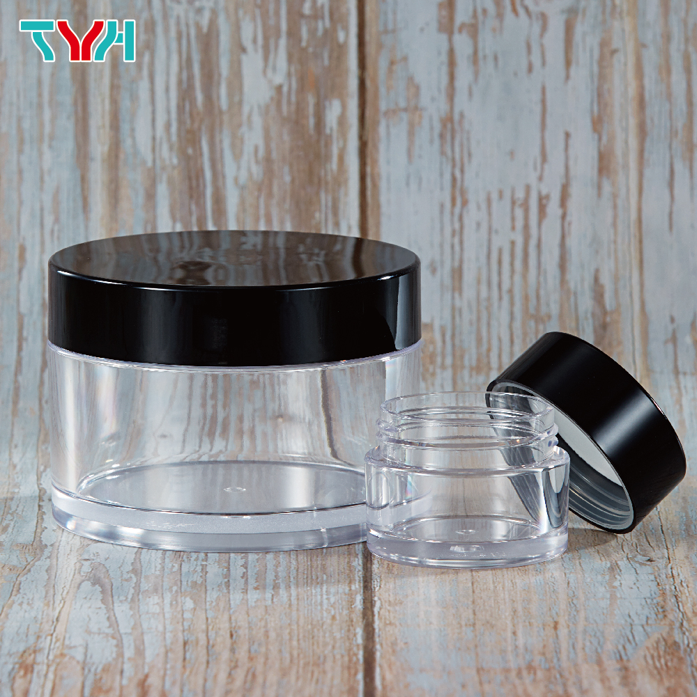 PETG Clear Transparent Round Single-wall Cosmetics Cream Jar wth ABS/PP Double-wall Cap (ZIN Series)
